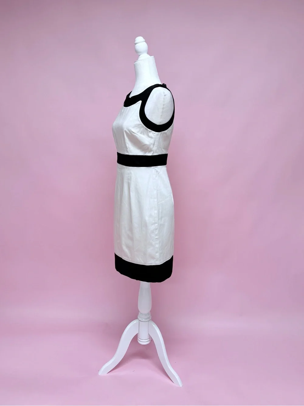 Ann Taylor Sleeveless Cream and Black Sheath Dress - Picture 6 of 9